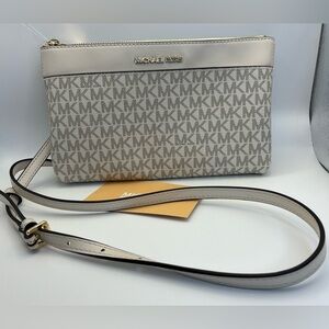 Michael Kors Cream and Tan Crossbody Bag